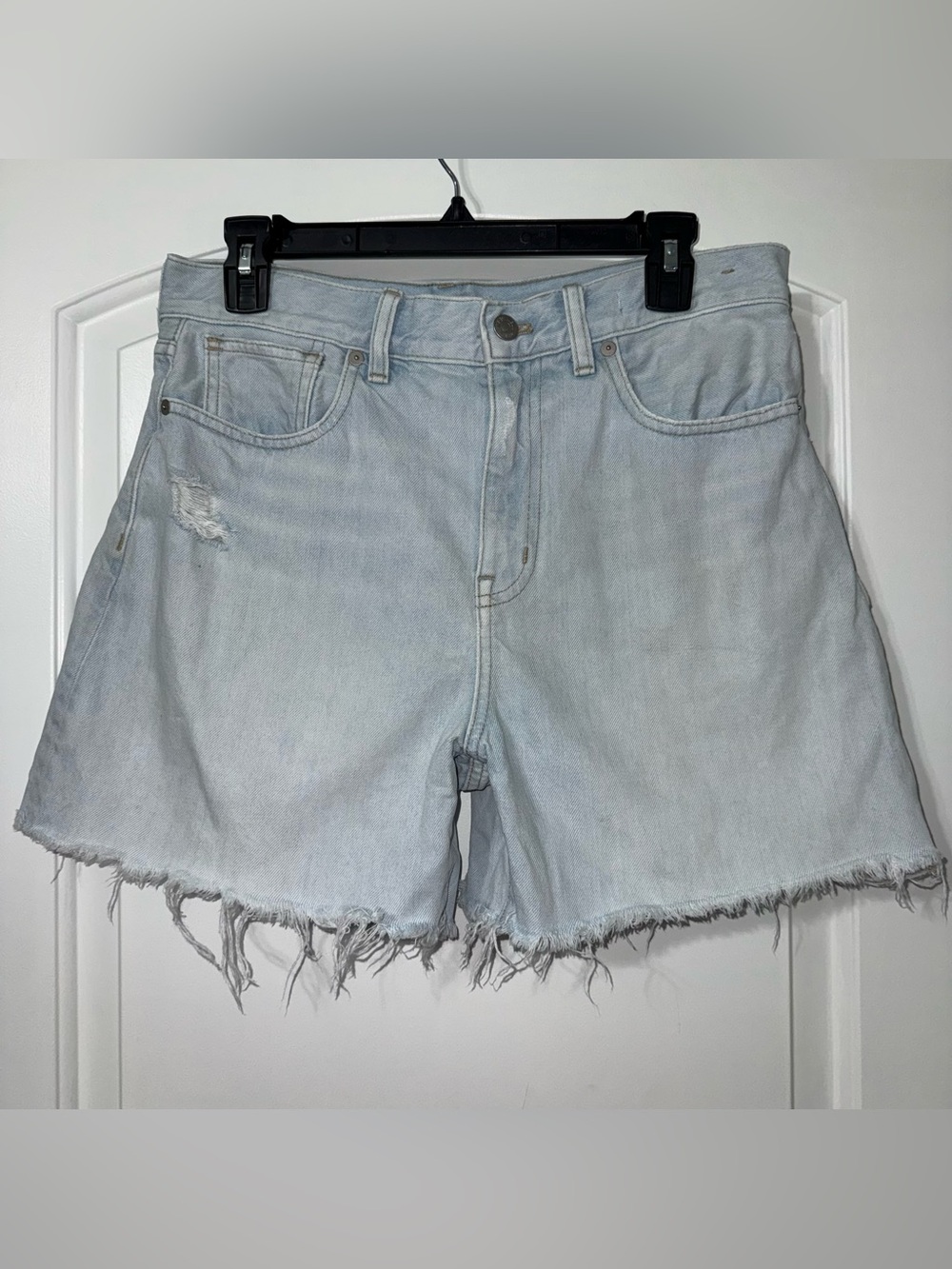 MADEWELL Jean Shorts Women 28 The 90s Mid-Length Denim Raw Hem NQ236